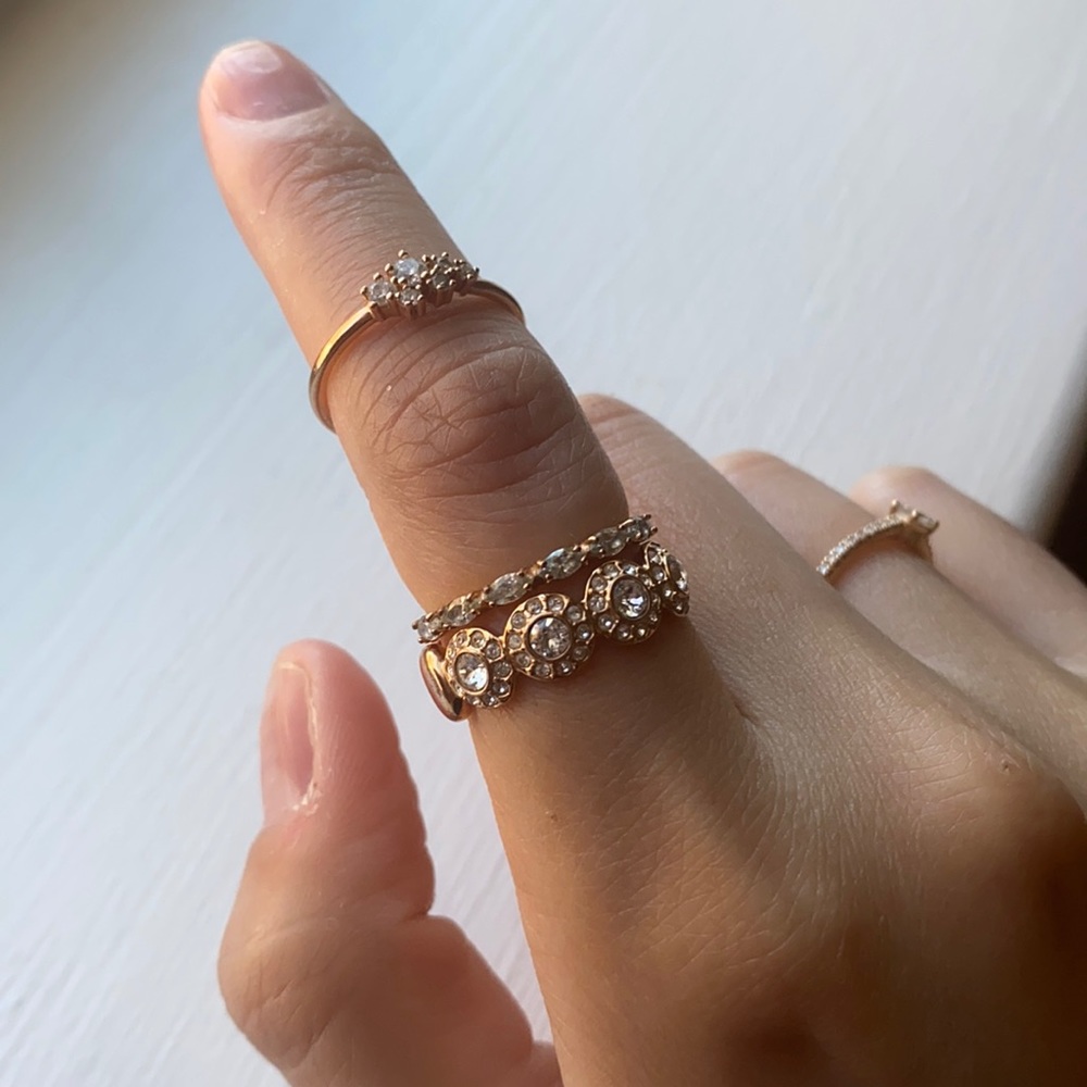 Rose gold Swarovski crystal ring bundle